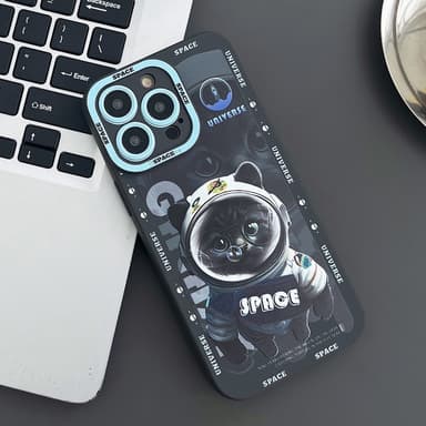 TPU telefonfodral Skal för iPhone 15 Pro Fodral Katt - Svart