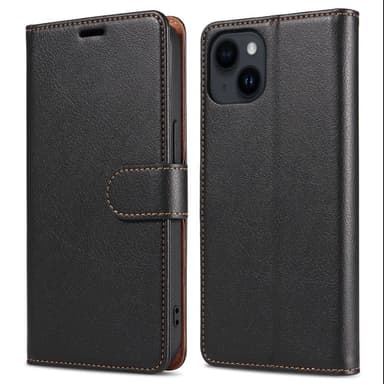 Till iPhone 15 Retro Plånboksfodral / Fodral - Svart