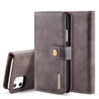 DG.MING iPhone 11 Split Läder Plånboksfodral - Coffee