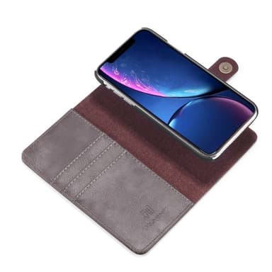 DG.MING iPhone 11 Split Läder Plånboksfodral - Coffee