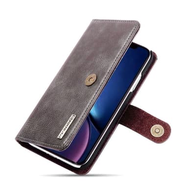 DG.MING iPhone 11 Split Läder Plånboksfodral - Coffee