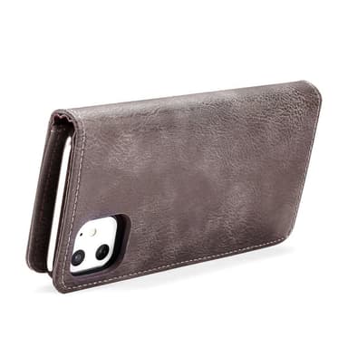 DG.MING iPhone 11 Split Läder Plånboksfodral - Coffee