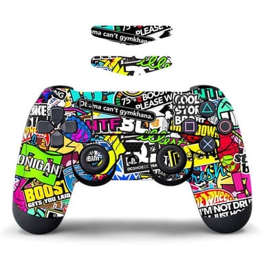 För Sony PS4 / PS4 Slim Game Controller Dekal Avtagbar - Graffiti