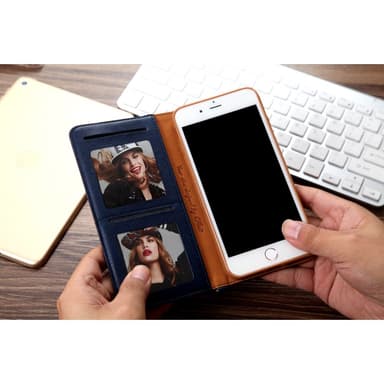 CMAI2 Litchi plånboksfodral till iPhone 7 Plus - MörkBlå