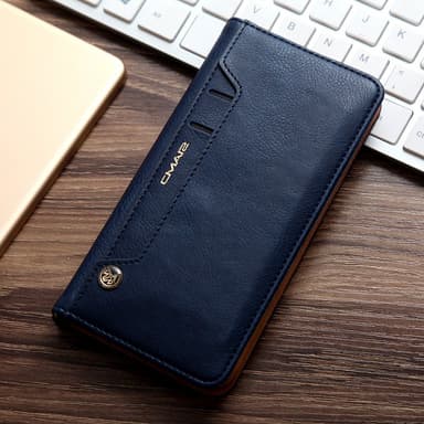 CMAI2 Litchi plånboksfodral till iPhone 7 Plus - MörkBlå