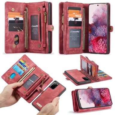 CASEME Samsung Galaxy S20 Plus Retro läder plånboksfodral - Röd