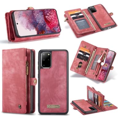 CASEME Samsung Galaxy S20 Plus Retro läder plånboksfodral - Röd