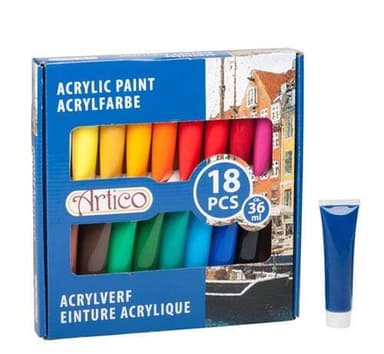Akrylfärg på tub 18-Pack färger - Idealisk för DIY & Konst