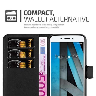 Honor 6A Plånboksfodral Skal (Svart)