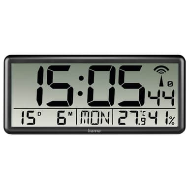 Hama Väggklocka Digital Jumbo Radiosynkroniserad Svart