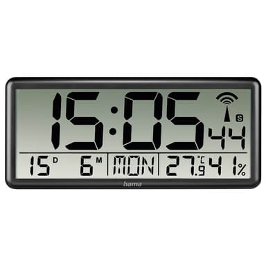 Hama Väggklocka Digital Jumbo Radiosynkroniserad Svart