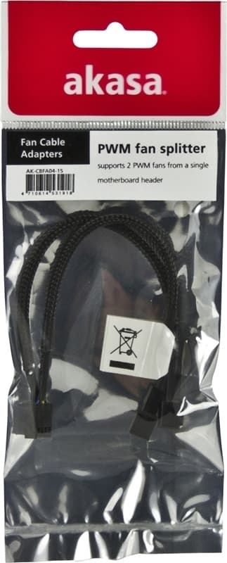 AKASA splitter för PWM-fläktar,1x4-pin ha till 2x4-pin ho