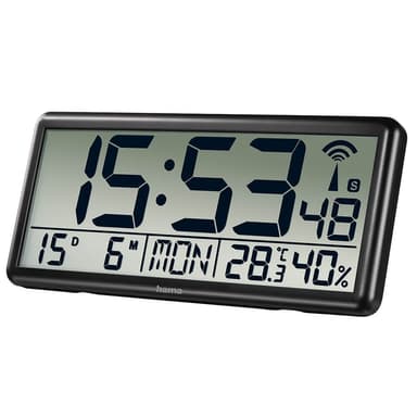 Hama Väggklocka Digital Jumbo Radiosynkroniserad Svart