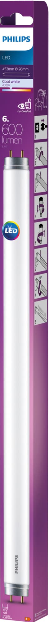 Philips T8 LED-lysrör 6 Watt G13 (svalt vitt ljus)