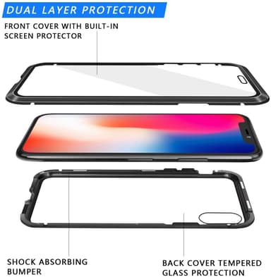 iPhone X/XS skal med skärmskydd Svart