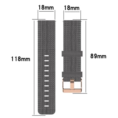 Klockarmband Nylon Grå 18 mm