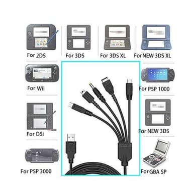5i1 USB-kabel kompatibel med Nintendo Wii U / 3DSXL / 3DS