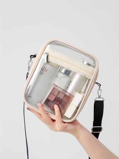 Crossbody PVC liten fyrkantig väska Beige