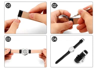 Klockarmband med Litchi mönster Vit 16 mm