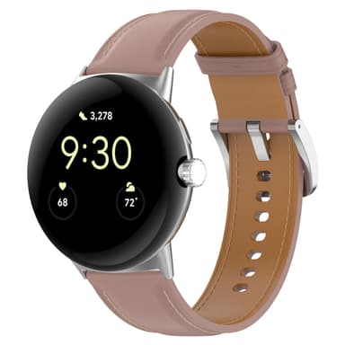 Klockarmband i Äkta Läder 20 mm för Google Pixel Watch 1/2 Mörkrosa