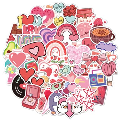 Love Heart Stickers, 50-pack Flerfärgad N13