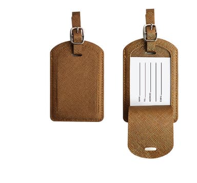 2 PU-Läderbagageetiketter med Kortinlägg Brun