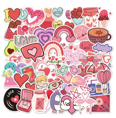 Love Heart Stickers, 50-pack Flerfärgad N13