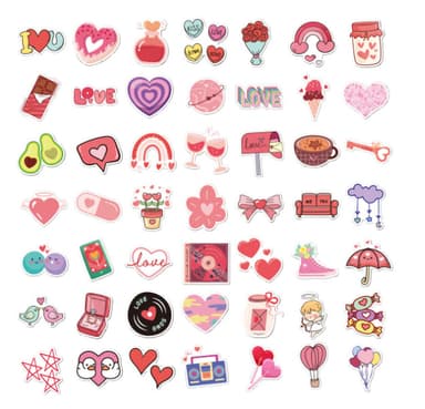 Love Heart Stickers, 50-pack Flerfärgad N13