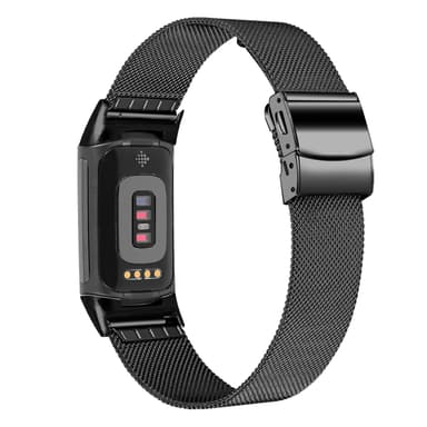 Klockarmband i Rostfritt Stål för Fitbit Charge5/6 Svart
