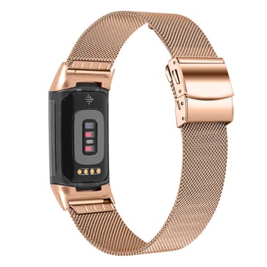Klockarmband i Rostfritt Stål för Fitbit Charge5/6 Rose guld