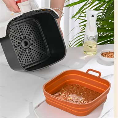 Hopfällbar Air Fryer Silikonform 17,5 cm 2-pack Svart