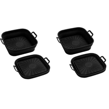 Hopfällbar Air Fryer Silikonform 17,5 cm 2-pack Svart