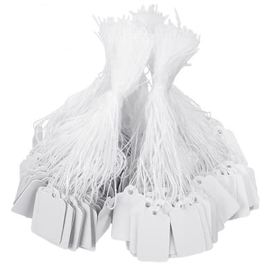 100-pack pappersetiketter / prislappar med snöre Vit 3.5 x 2.2 cm