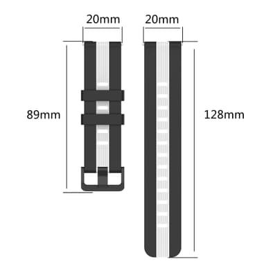 20mm Silikonarmband för Samsung och Huawei Klockor Svart + Vit