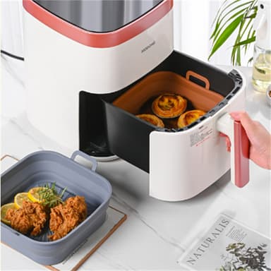 Hopfällbar Air Fryer Silikonform 17,5 cm 2-pack Flerfärgad