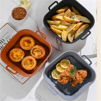 Hopfällbar Air Fryer Silikonform 17,5 cm 2-pack Flerfärgad