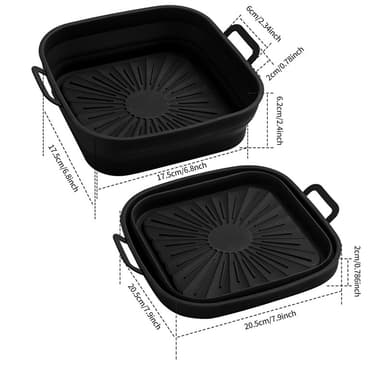 Hopfällbar Air Fryer Silikonform 17,5 cm 2-pack Flerfärgad