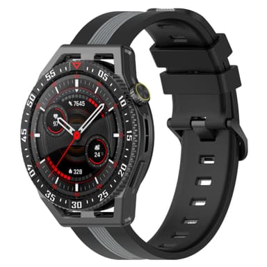 22 mm Silikonarmband för Garmin/Samsung/Xiaomi Klockor Svart+grå