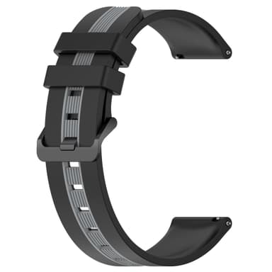 22 mm Silikonarmband för Garmin/Samsung/Xiaomi Klockor Svart+grå