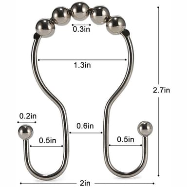 12-Pack duschdraperikrokar ringar - smidig glidning Silver