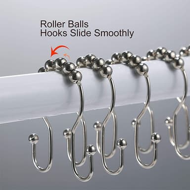 12-Pack duschdraperikrokar ringar - smidig glidning Silver