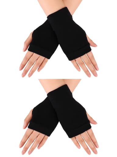 2 par Vintervarma Stretchiga Halvfingerhandskar Svart
