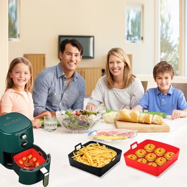 Kvadratisk Airfryer Bakmatta med Non-Stick Silikon Svart