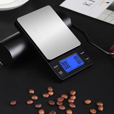 Mini digitalvåg kaffevåg uppladdningsbar 2 kg/0,1 g Svart