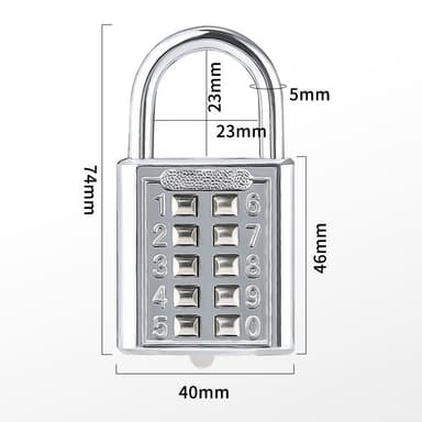 8-siffrigt Mekaniskt Pläterat Kombinationslås Silver 40 mm/7.5 x 4 x 1