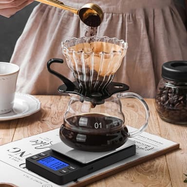 Mini digitalvåg kaffevåg uppladdningsbar 2 kg/0,1 g Svart