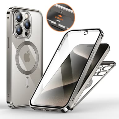 iPhone skal med skärmskydd för iPhone 15-serien Silver iPhone 15 Plus