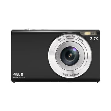 Digitalkamera 48MP 2,7K FHD 16X digital zoom, webcam, autofokus Svart