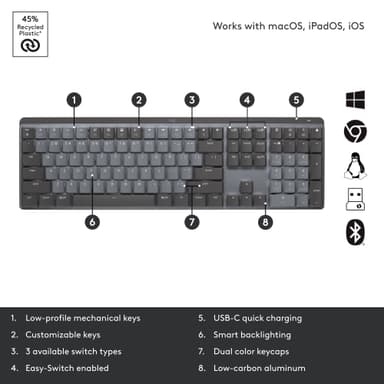 Logitech MX Mechanical trådlöst tangentbord (grafit)