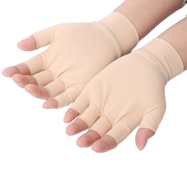 1 par Halvfinger Kompressionshandskar Beige